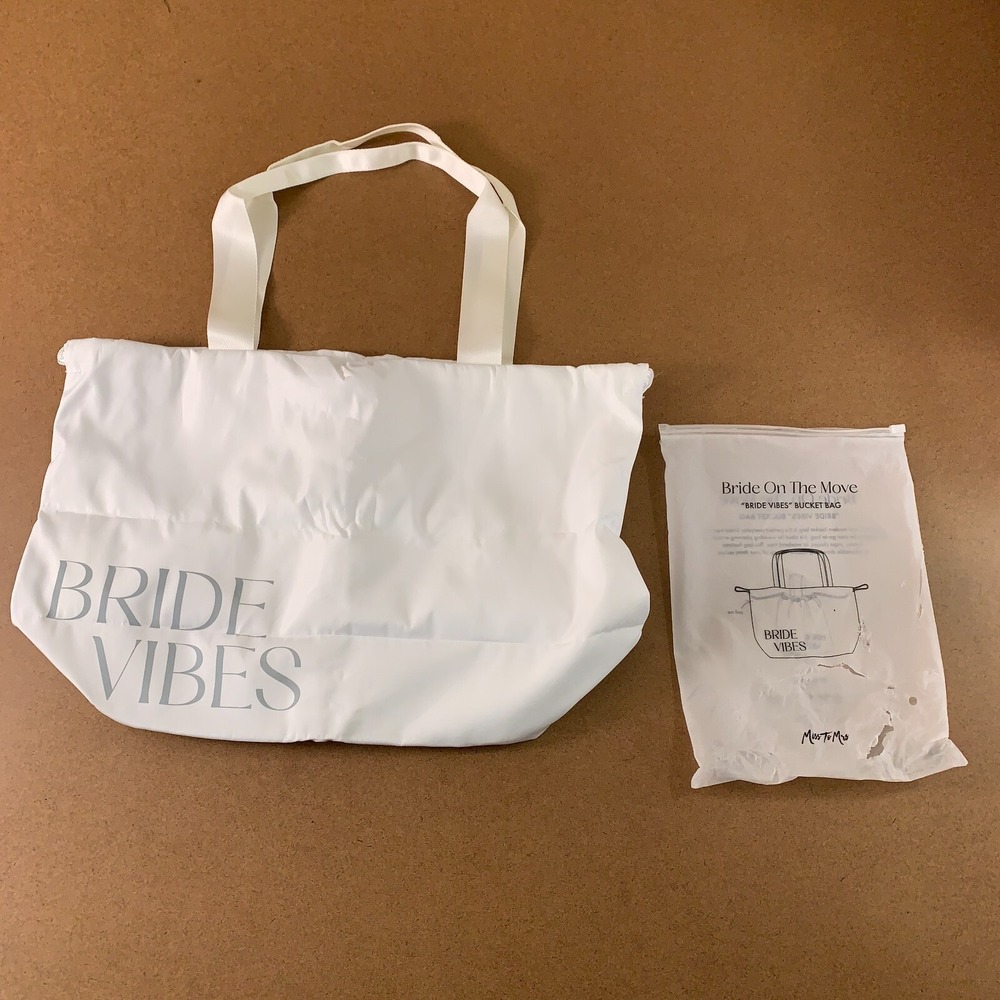 Miss To Mrs Large White Bride Vibes Bucket Bag NWT